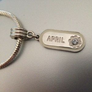 “APRIL BIRTHDAY” Dangling Charm Bead For European Style Charm Bracelets